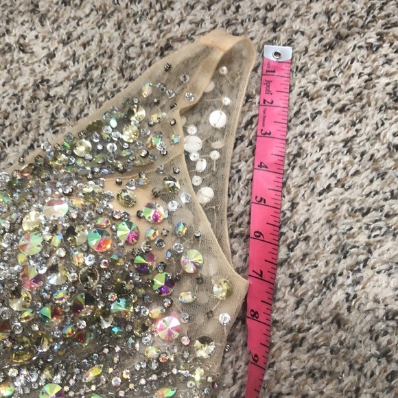 Poly USA By Neblon Gown Maxi Dress Size Small Petite Black Rhinestone - Picture 11 of 12